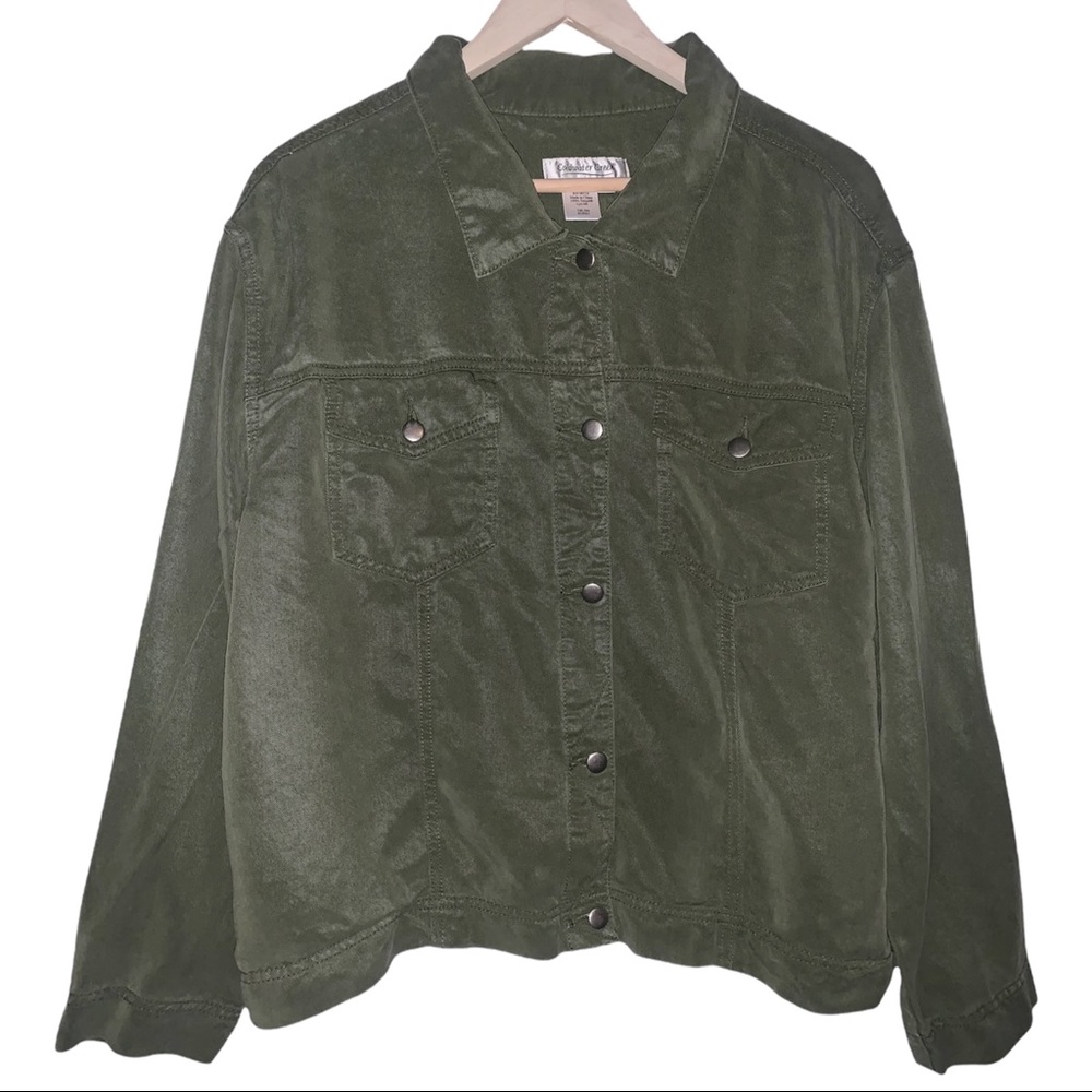 Military Green Lightweight Button Up Jacket